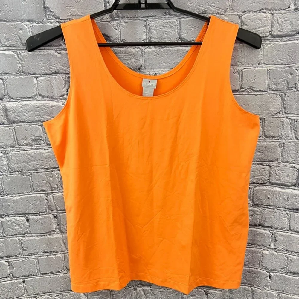 Chico's Microfiber Contemporary Tank Top Size 3 XL Seville Orange NEW - Picture 1 of 5